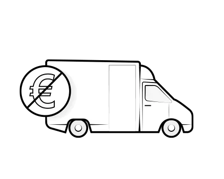 Illustration : Un camion avec le symbole euro barré