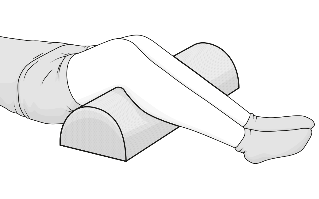 Illustration des jambes reposent sur un traversin demi-lune BODYGUARD