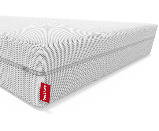 Coupe de matelas souple Bodyguard avec mousse bicolore rouge et blanche avec une inscription souple et plus ferme
