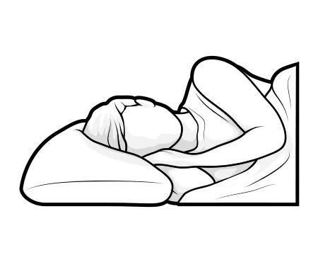 Illustration : une personne est allongé sur le côté, la tête posée sur un oreiller