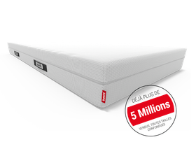Matelas BODYGUARD® anti-cartel : zoom sur la poignée. Une pastille avec texte : plus de 5 millions vendus.. En haut à gauche : la carte de l'Allemagne aux couleurs noir rouge jaune et texte : Made in Germany