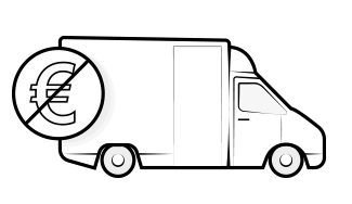 Illustration avec un camion et le symbole euro barré