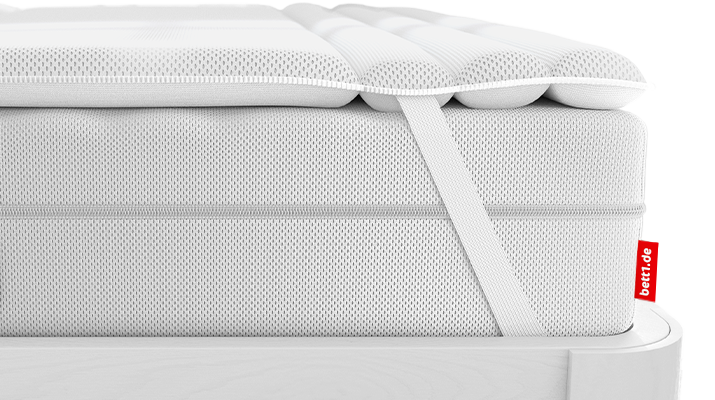 Gros plan sur les coins du surmatelas BODYGUARD et sur les élastiques de maintien