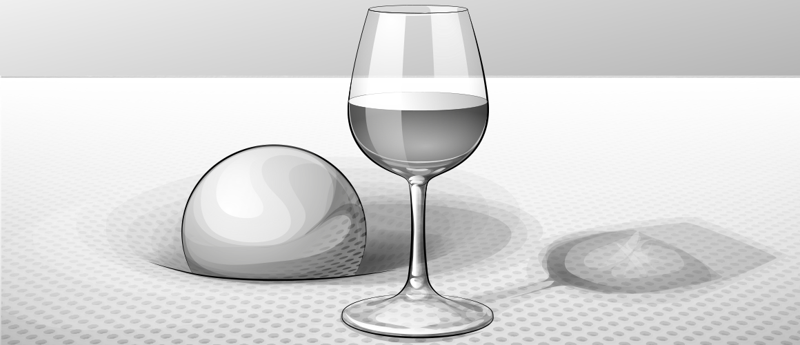 Illustration: verre de vin sur un matelas et un poids pour montrer l'indépendence de couchage