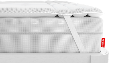 Gros plan sur les coins du surmatelas BODYGUARD et sur les élastiques de maintien