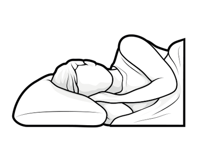 Illustration : une personne est allongé sur le côté, la tête posée sur un oreiller