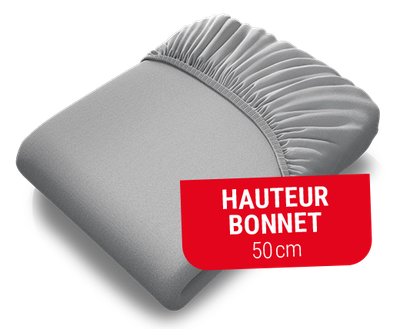drap-housse BODYGUARD® plié Texte : hauteur bonnet 50cm
